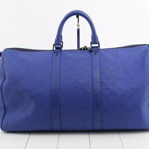 LOUIS VUITTON Taurillon Leather Keepall Bandouliere 50 RACER BLUE